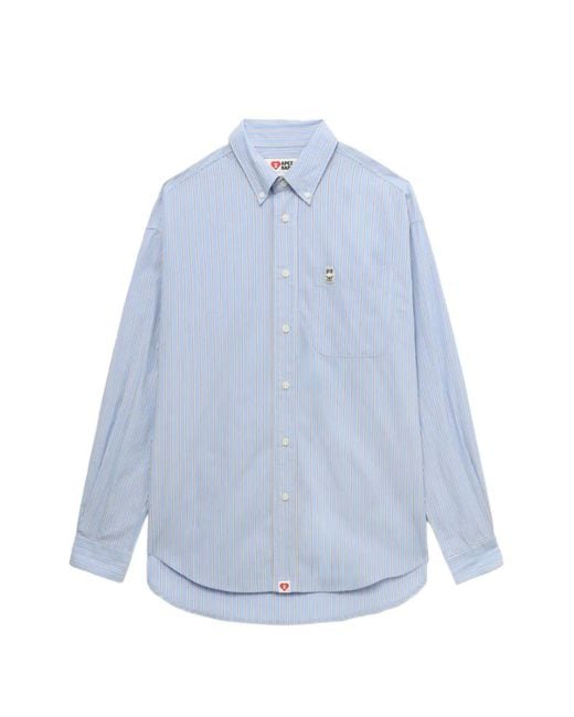 AAPE BY A BATHING AP Blue Baby Doppy-Patch Striped Shirt