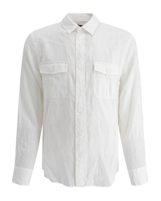 Vince Hemd aus Leinen mit Taschen in White für Herren