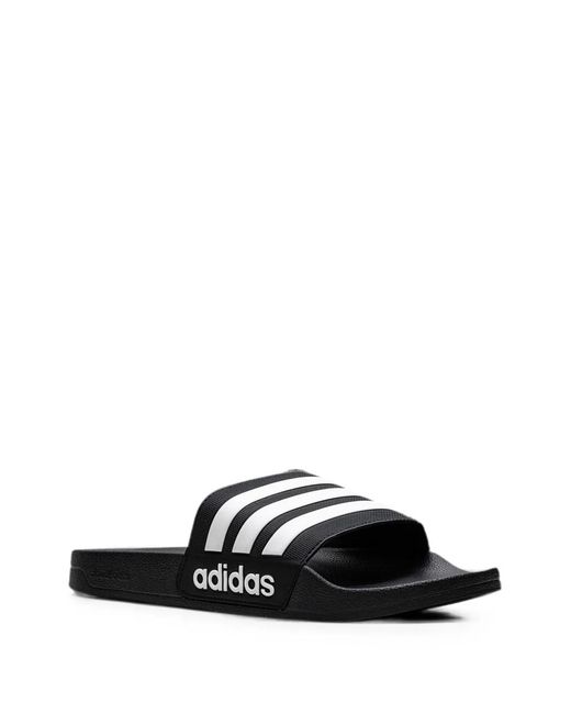 Adidas White Adilette Shower Three-Stripe Slides for men