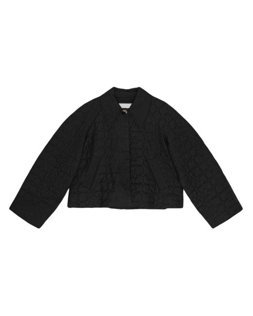 Ganni Black Butterfly Logo-quilted Jacket