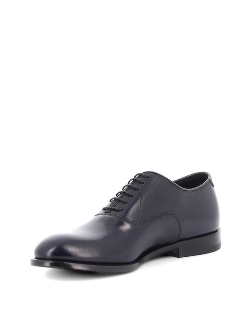 Doucal's Blue Calf Leather Oxford Shoes for men