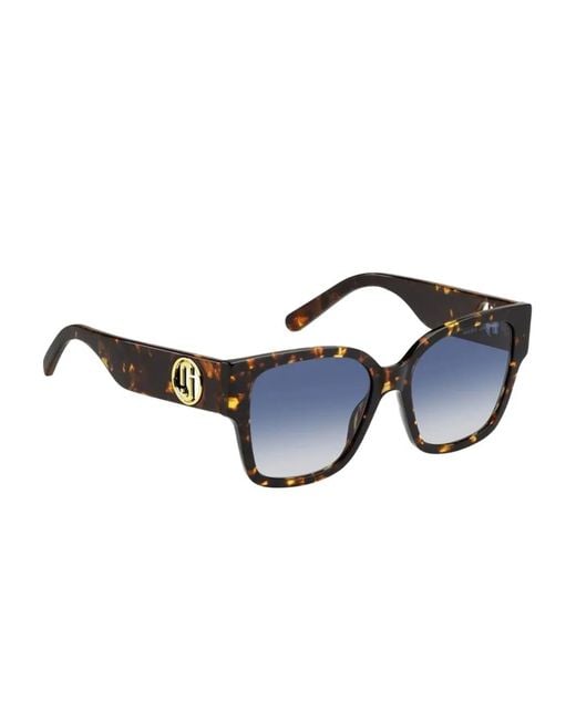Marc Jacobs Blue Tortoiseshell-Effect Square-Frame Sunglasses