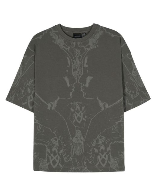 Daily Paper Gray Rythm Outline-print Cotton T-shirt