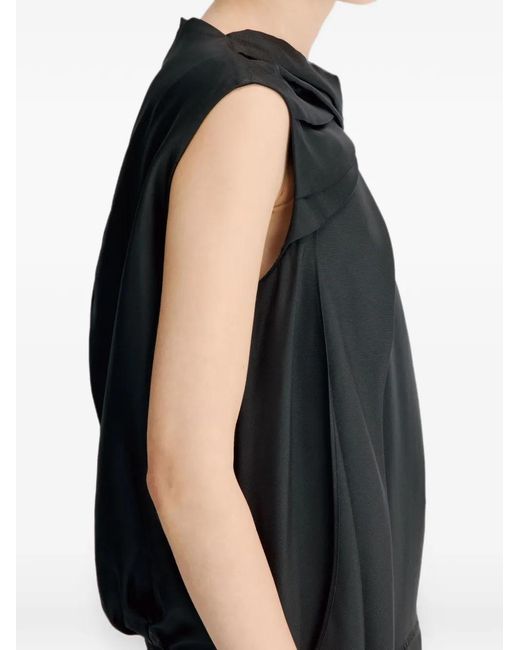 Loulou de Saison Black Izia Draped-Detailing Midi Dress