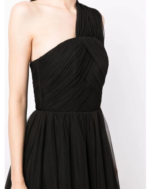 Anouki Black One-Shoulder Ruffle-Hem Dress