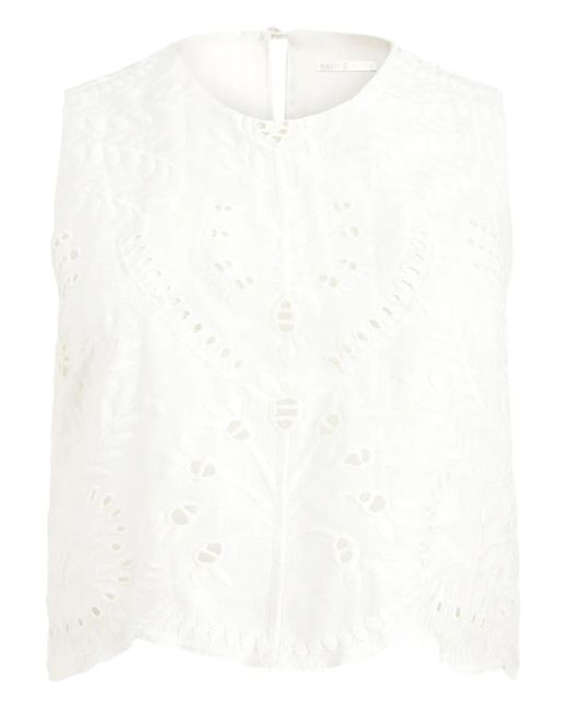 Marie Oliver White Davis Cropped-Top Mit Lochstickerei