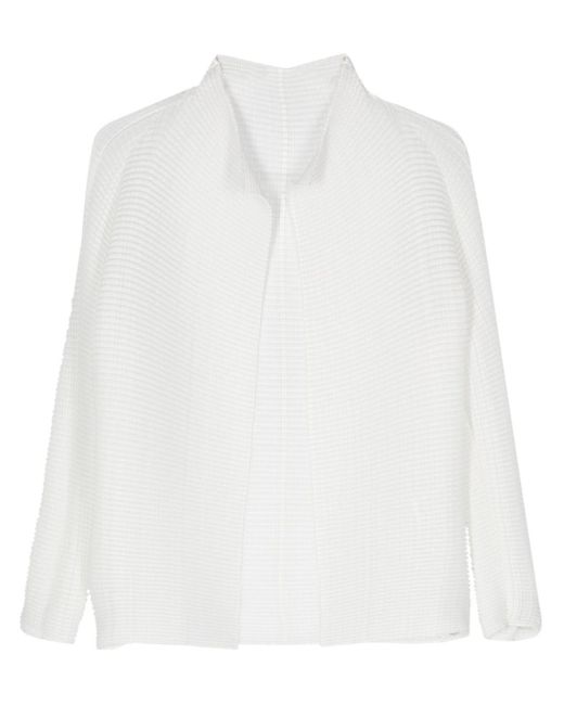 Issey Miyake White Semi-sheer Plissé Jacket