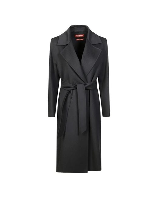 Max Mara Black Studio Kimono-Sleeve Wrap Coat