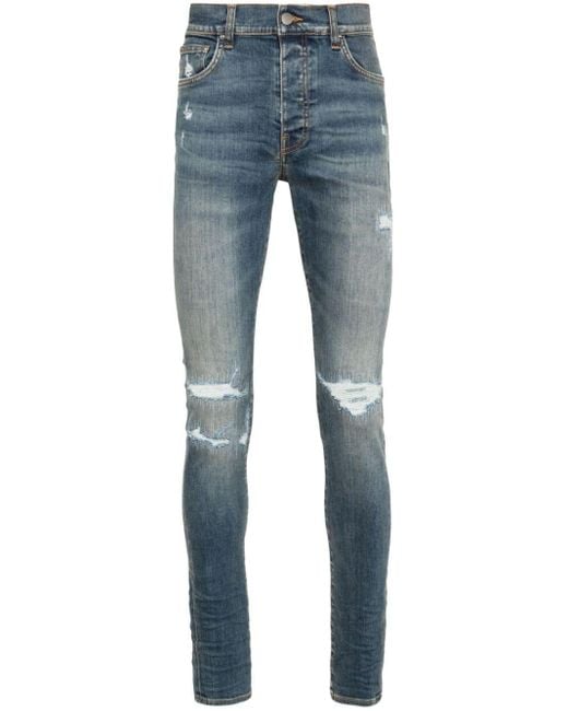 Amiri Blue Fractured Skinny Jeans for men