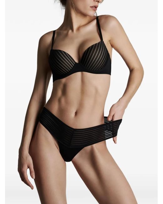 Maison Close Black Striped Thong