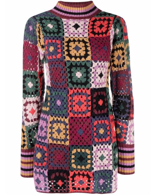 FARM Rio Crochet-patchwork Knit Dress in Pink | Lyst Canada