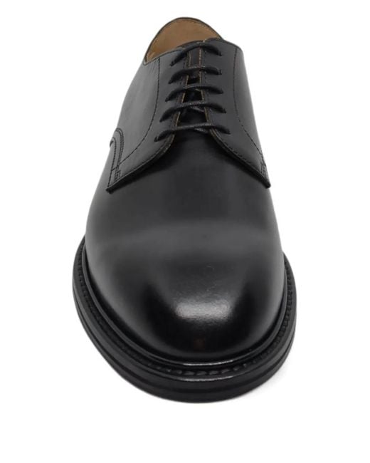 Henderson Black Leather Derby Lace-Up Shoes for men