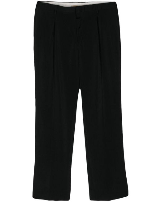 Briglia 1949 Black Textured Pleated Tapered Trousers for men