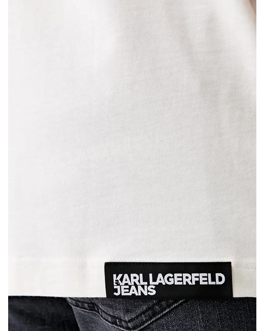 Karl Lagerfeld White Logo-Print Cotton T-Shirt for men