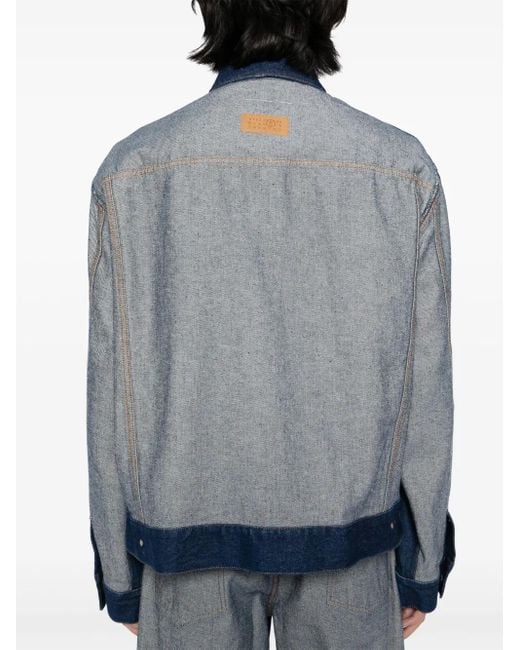 MM6 by Maison Margiela Blue Patched Denim Jacket for men