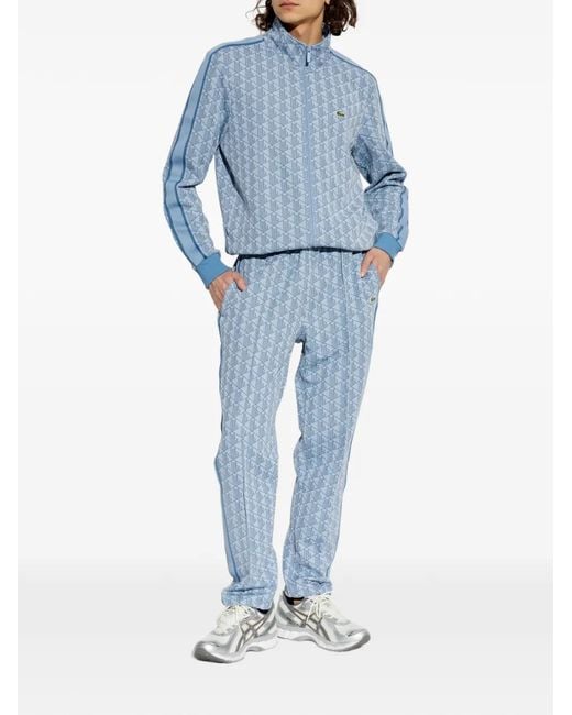 Lacoste Blue Monogram-Patterned Sweatshirt for men