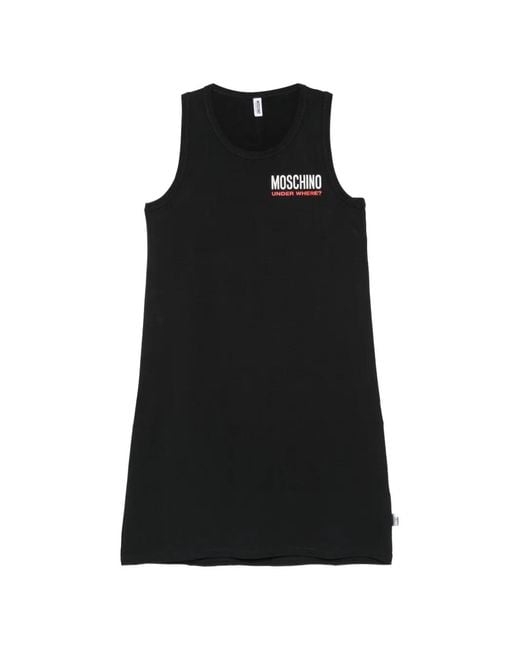 Moschino Black Logo-Print Sleeveless Mini Dress