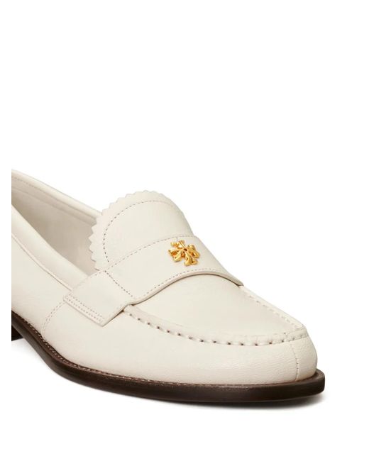 Tory Burch White Classic Leather Loafers