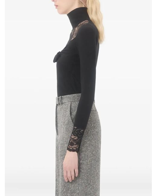Valentino Garavani Black Lace-Panelled Top