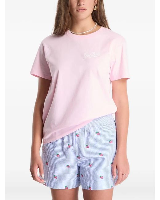 Mc2 Saint Barth Pink Logo-Print T-Shirt