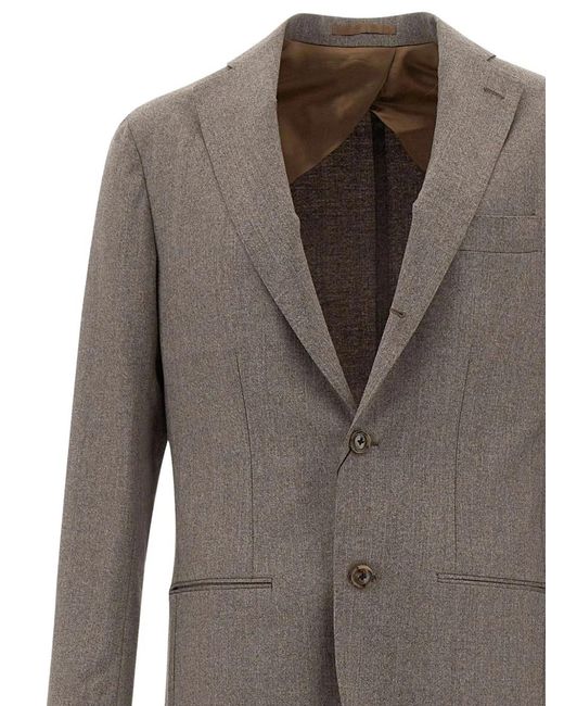Barba Napoli Gray Single-Breasted Suit for men