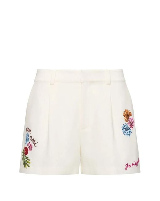 Cinq À Sept Natural Celeste Vine Embroidered Shorts