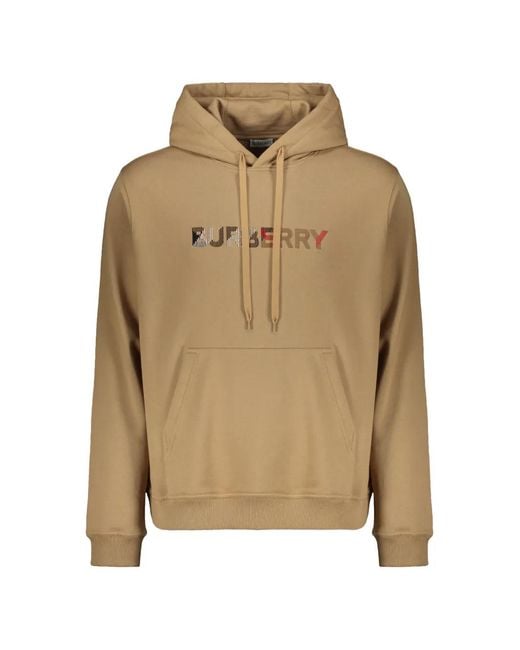 Burberry Natural Logo-Embroidered Pouch-Pocket Hoodie for men