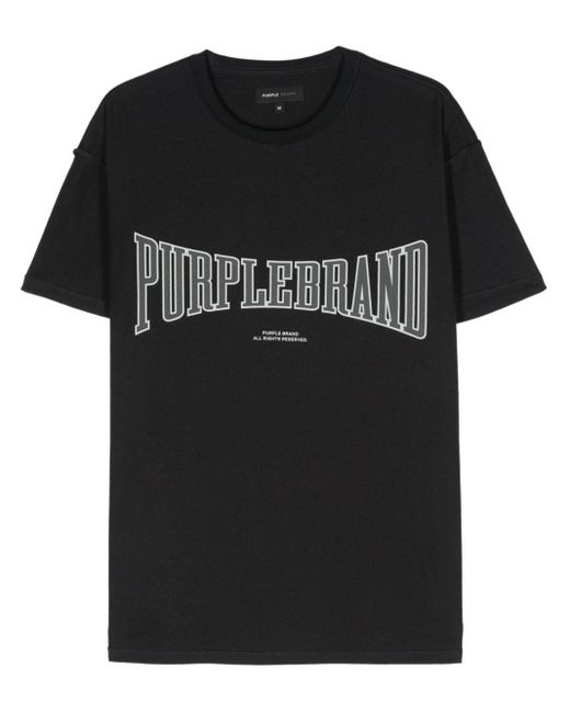 Purple Brand Black Logo-print Cotton T-shirt for men