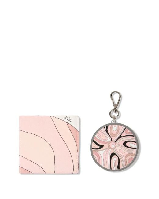 Emilio Pucci Pink Marmo-Print Mirror Charm