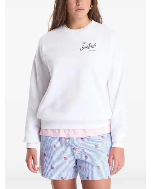 Mc2 Saint Barth White Stardust Logo-Print Sweatshirt