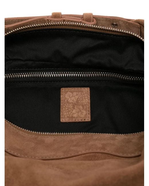 FEDERICO CINA Brown Tortellino Suede Tote Bag