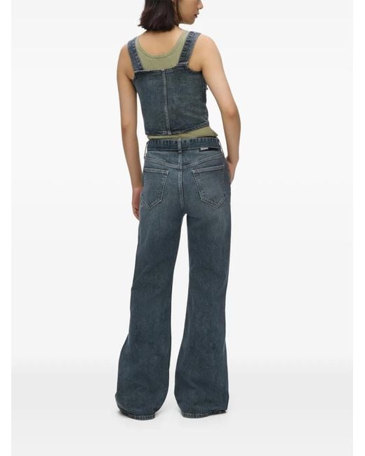 Karl Lagerfeld Blue Belted Flared Jeans