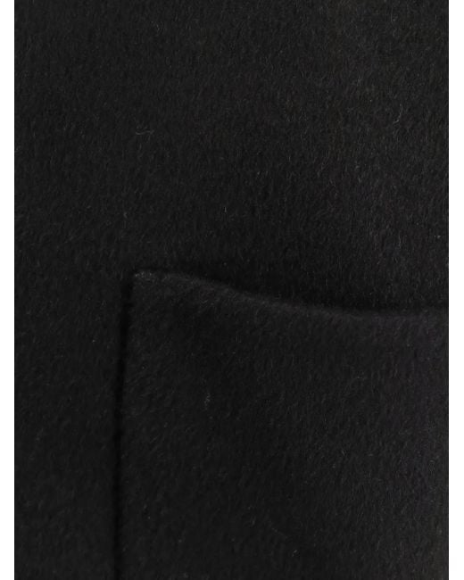 Paltò Black V-Neck Patch-Pocket Coat