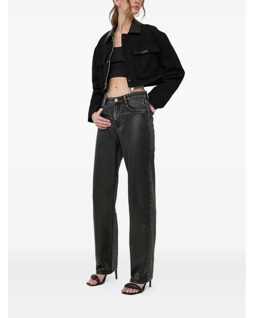 Miss Sixty Black Cropped Trimmed-Collar Denim Jacket