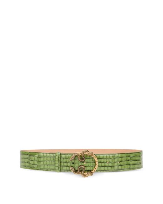 Roberto Cavalli Green Snake-Buckle Belt