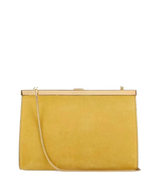 Alberta Ferretti Yellow Suede Chain Clutch