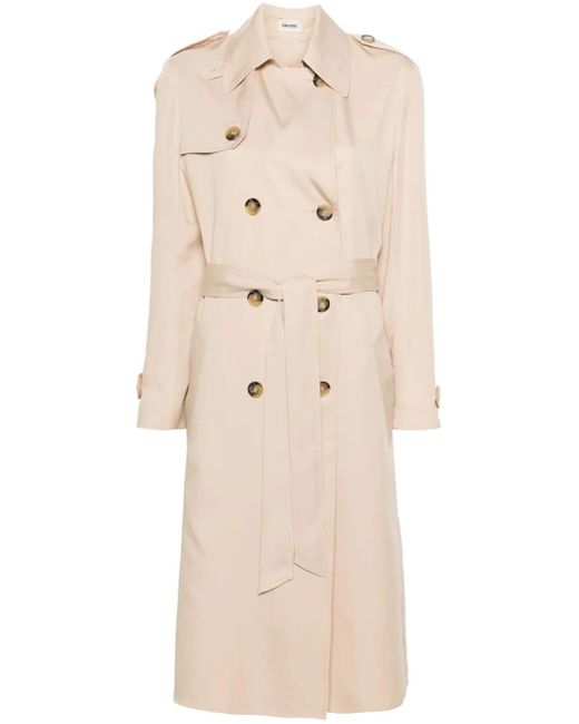 Zadig & Voltaire Natural La Parisienne Belted Trench Coat