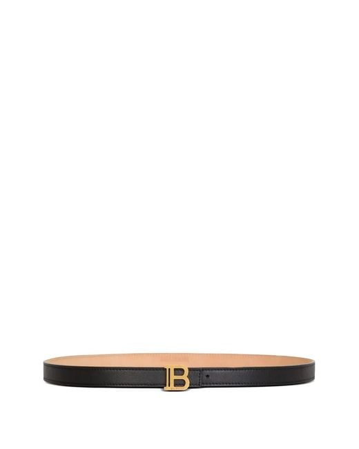 Balmain White Leather B-Buckle Belt