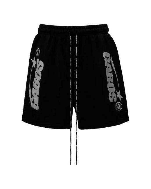 HELLSTAR Black G.A.B.O.S. Logo-Print Shorts for men