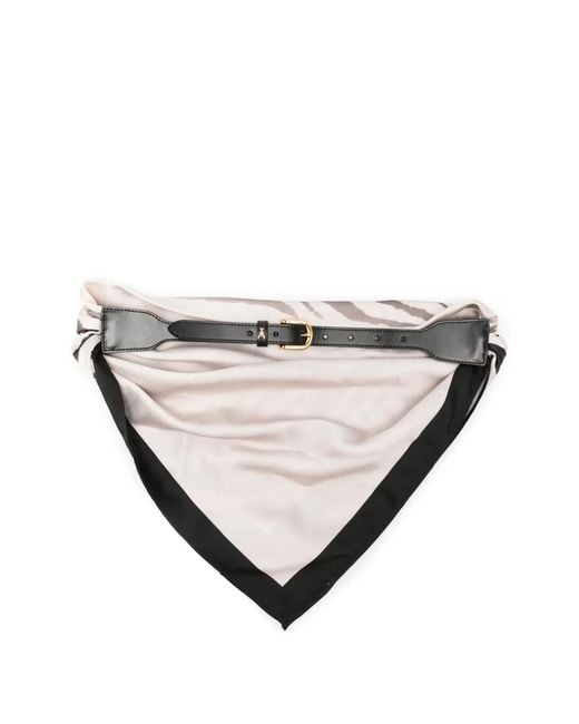 Patrizia Pepe Natural Zebra-Print Leather Belt