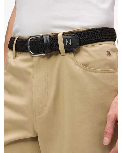 Karl Lagerfeld Black Monogram Logo-Plaque Belt for men