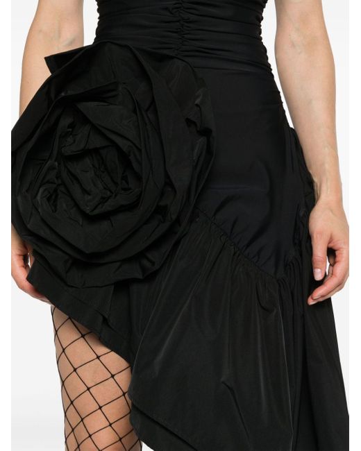 VAQUERA Black Afterparty Rose-appliqué Minidress