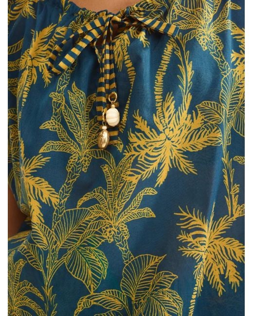 Eres Green Crocodile Palm-Tree Print Top