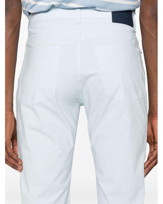 Boss White Re.maine-20 Slim-fit Trousers for men