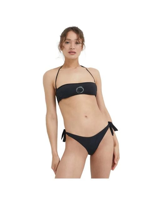 Trussardi Natural Logo-Print Bandeau Bikini