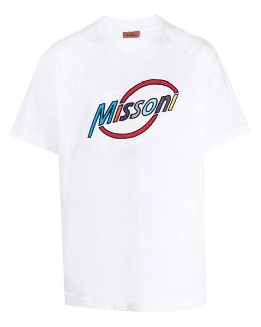 Missoni White Logo-Print Cotton T-Shirt for men
