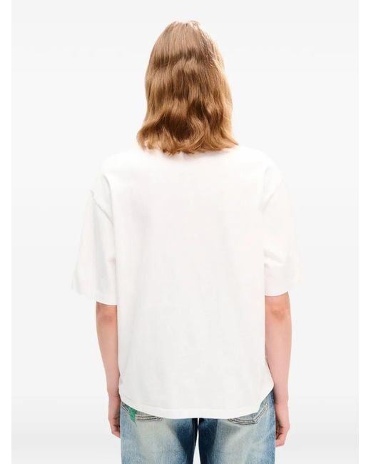 KENZO White Organic Cotton Oversized Embroidered T-Shirt