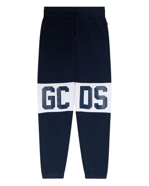 Gcds Blue Logo-Print Trousers for men