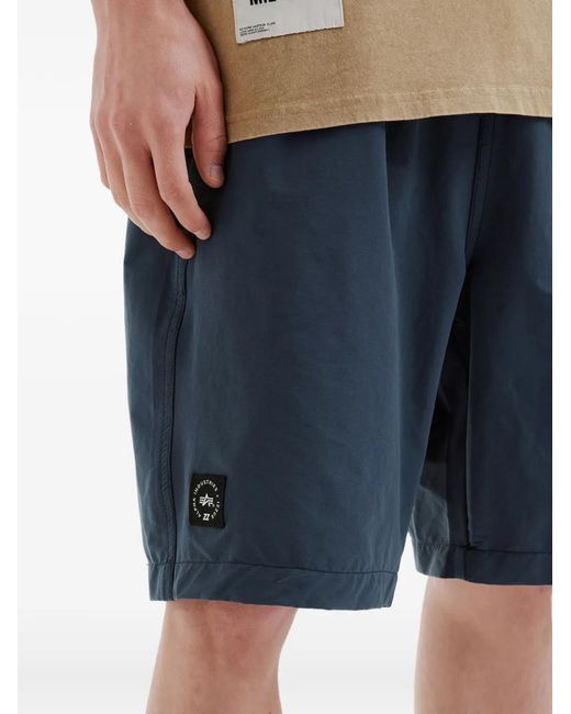 Izzue Blue Logo-Patch Elasticated-Waist Shorts for men