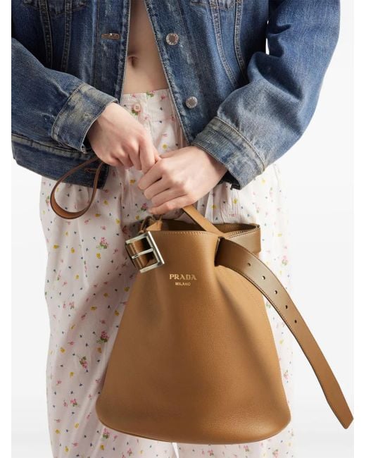 Prada Natural Buckle Bucket Bag